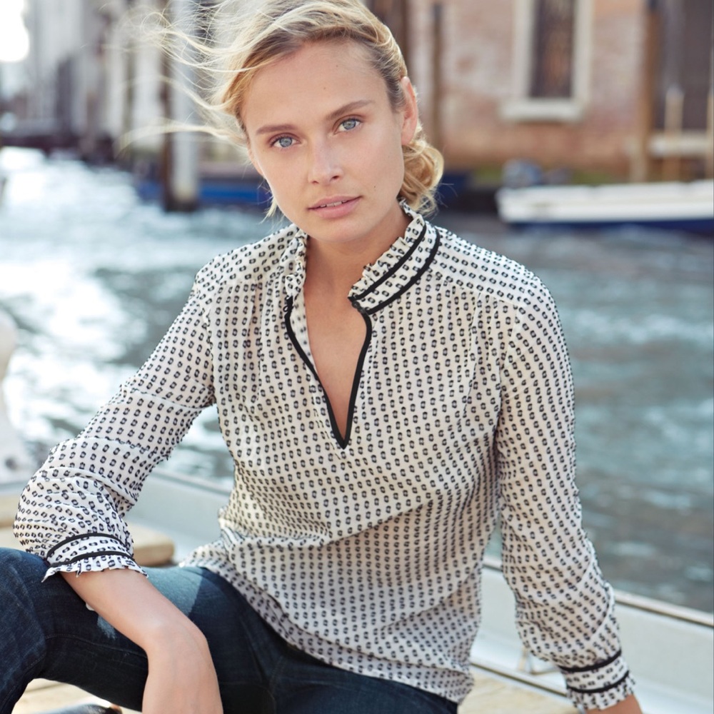 J. crew tipped Swiss-dot top